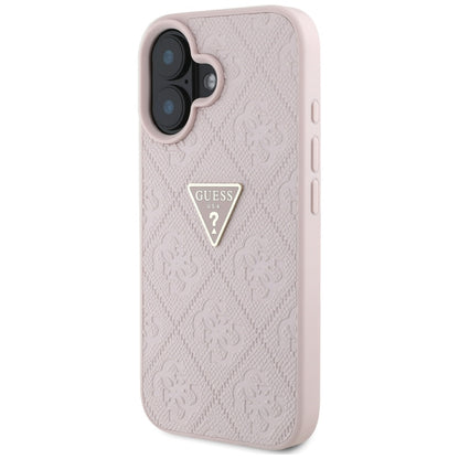 Futrola za Apple iPhone 16, Guess, Hot Stamp 4G Pattern Triangle Logo, Roze