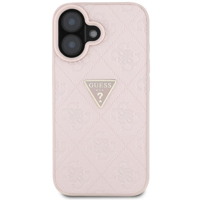 Futrola za Apple iPhone 16, Guess, Hot Stamp 4G Pattern Triangle Logo, Roze
