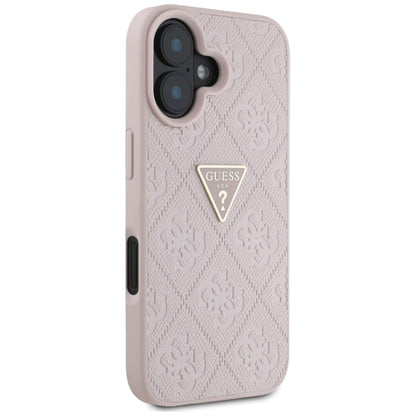 Futrola za Apple iPhone 16, Guess, Hot Stamp 4G Pattern Triangle Logo, Roze