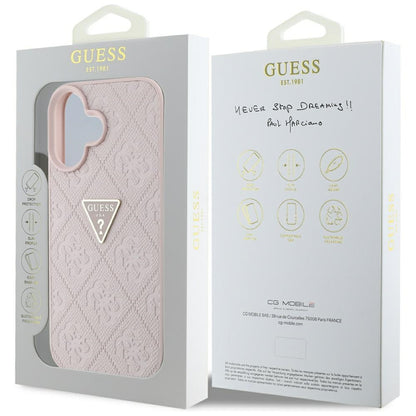 Futrola za Apple iPhone 16, Guess, Hot Stamp 4G Pattern Triangle Logo, Roze