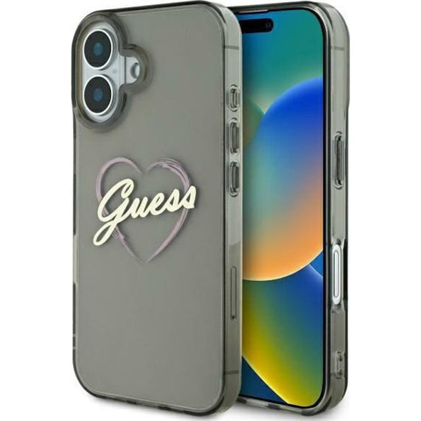 Futrola za Apple iPhone 16, Guess, IML Heart, Crna