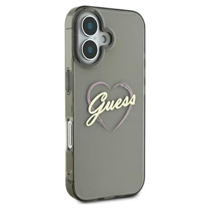 Futrola za Apple iPhone 16, Guess, IML Heart, Crna