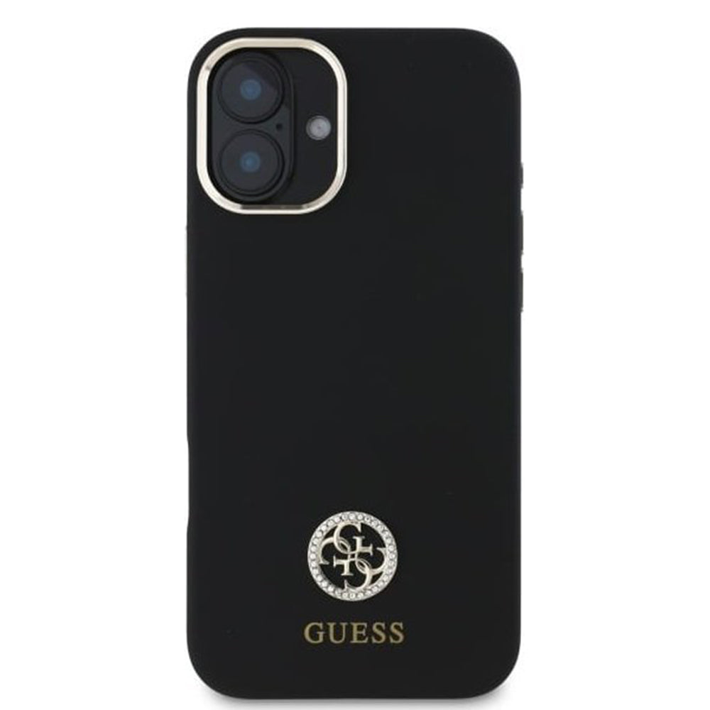 Futrola za Apple iPhone 16, Guess, Logo Strass 4G, Crna
