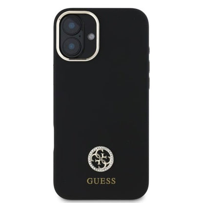 Futrola za Apple iPhone 16, Guess, Logo Strass 4G, Crna