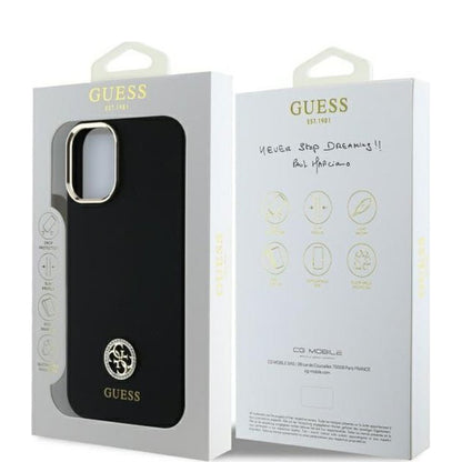 Futrola za Apple iPhone 16, Guess, Logo Strass 4G, Crna