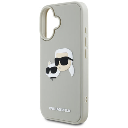 Futrola za Apple iPhone 16, Karl Lagerfeld, 3D Rubber Karl & Choupette, Bež