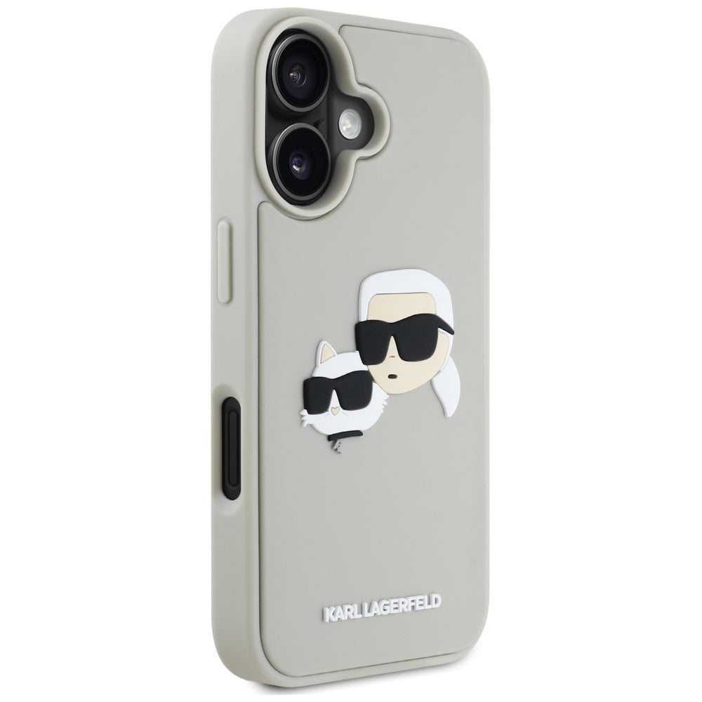 Futrola za Apple iPhone 16, Karl Lagerfeld, 3D Rubber Karl & Choupette, Bež