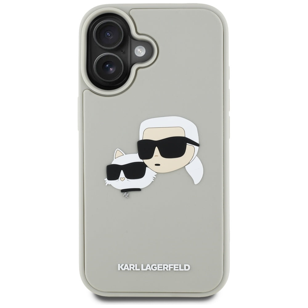 Futrola za Apple iPhone 16, Karl Lagerfeld, 3D Rubber Karl & Choupette, Bež