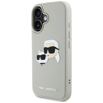 Futrola za Apple iPhone 16, Karl Lagerfeld, 3D Rubber Karl & Choupette, Bež