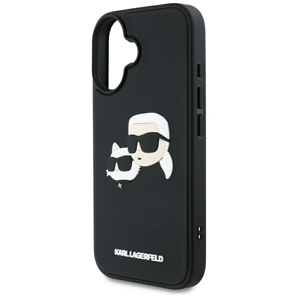 Futrola za Apple iPhone 16, Karl Lagerfeld, 3D Rubber Karl & Choupette, Crna