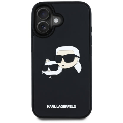 Futrola za Apple iPhone 16, Karl Lagerfeld, 3D Rubber Karl & Choupette, Crna