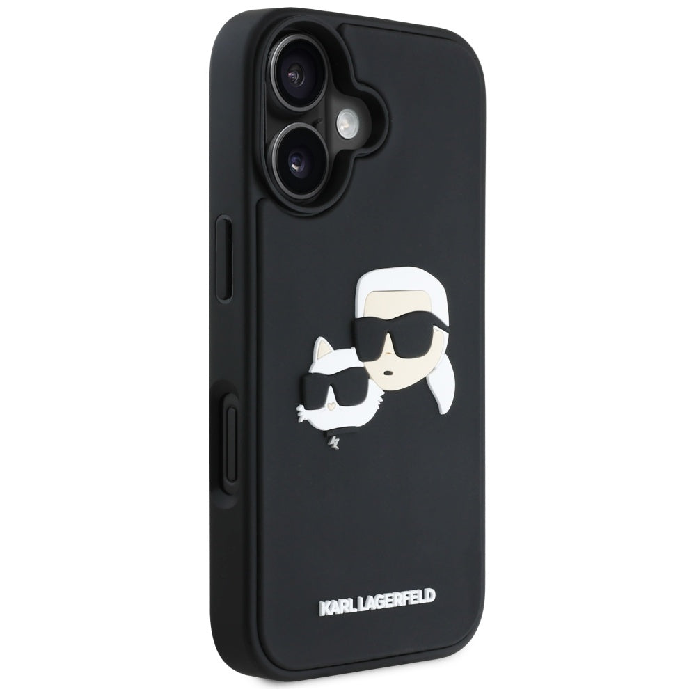 Futrola za Apple iPhone 16, Karl Lagerfeld, 3D Rubber Karl & Choupette, Crna