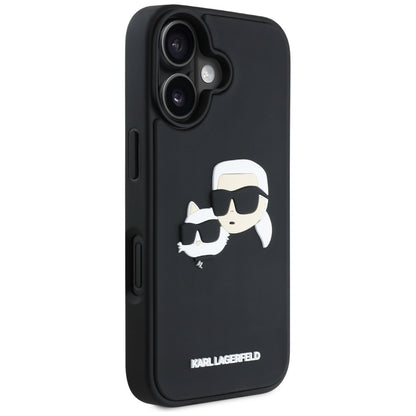 Futrola za Apple iPhone 16, Karl Lagerfeld, 3D Rubber Karl & Choupette, Crna