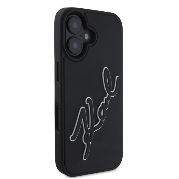 Futrola za Apple iPhone 16, Karl Lagerfeld, 3D Rubber Signature, Crna