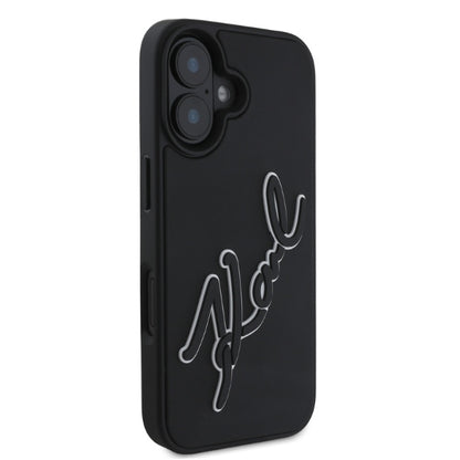 Futrola za Apple iPhone 16, Karl Lagerfeld, 3D Rubber Signature, Crna