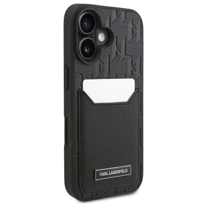 Futrola za Apple iPhone 16, Karl Lagerfeld, Cardslots Monogram, Crna
