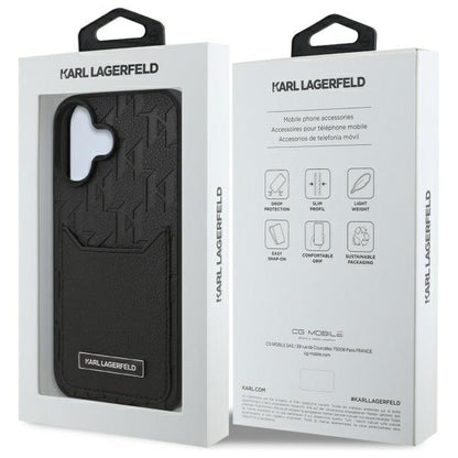 Futrola za Apple iPhone 16, Karl Lagerfeld, Cardslots Monogram, Crna