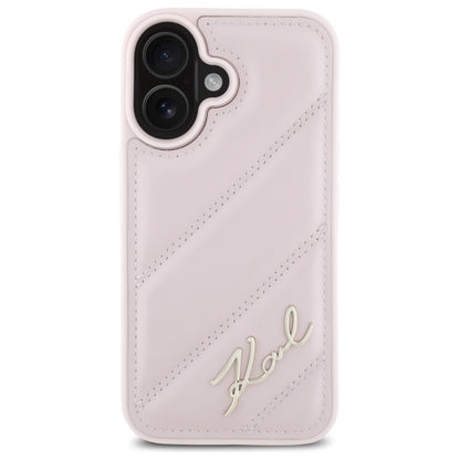 Futrola za Apple iPhone 16, Karl Lagerfeld, Diagonal Quilted Script, Roze