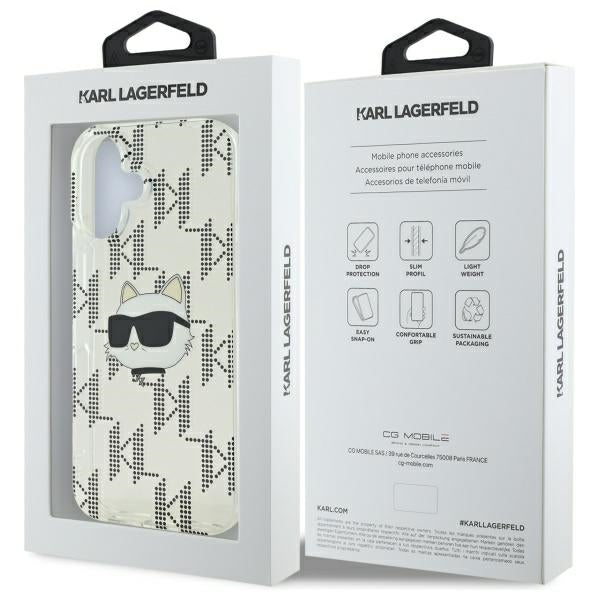 Futrola za Apple iPhone 16, Karl Lagerfeld, IML Luxury Electroplated Choupette's Head, Transparentna