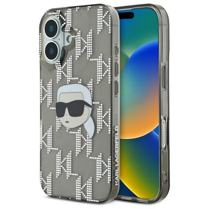 Futrola za Apple iPhone 16, Karl Lagerfeld, IML Luxury Electroplated Karl's Head, Crna
