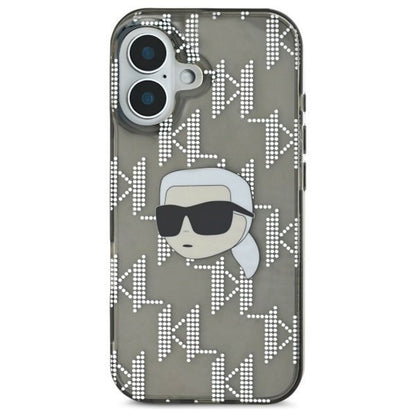 Futrola za Apple iPhone 16, Karl Lagerfeld, IML Luxury Electroplated Karl's Head, Crna