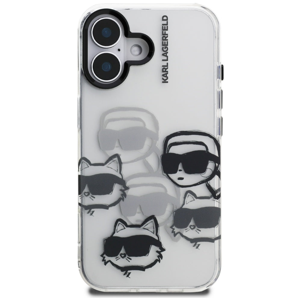 Futrola za Apple iPhone 16, Karl Lagerfeld, IML Luxury Multi Head Pattern, Transparentna
