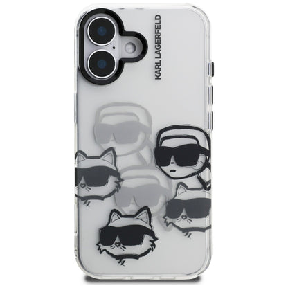Futrola za Apple iPhone 16, Karl Lagerfeld, IML Luxury Multi Head Pattern, Transparentna