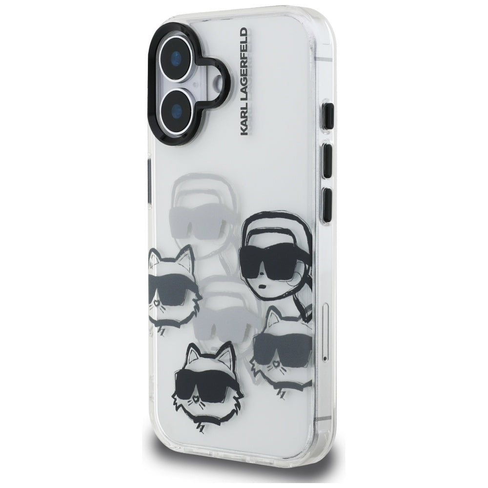 Futrola za Apple iPhone 16, Karl Lagerfeld, IML Luxury Multi Head Pattern, Transparentna