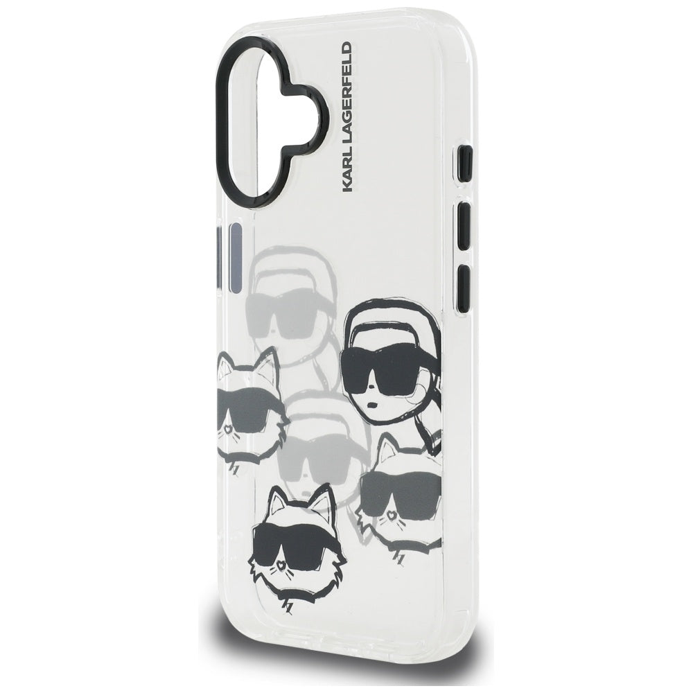 Futrola za Apple iPhone 16, Karl Lagerfeld, IML Luxury Multi Head Pattern, Transparentna