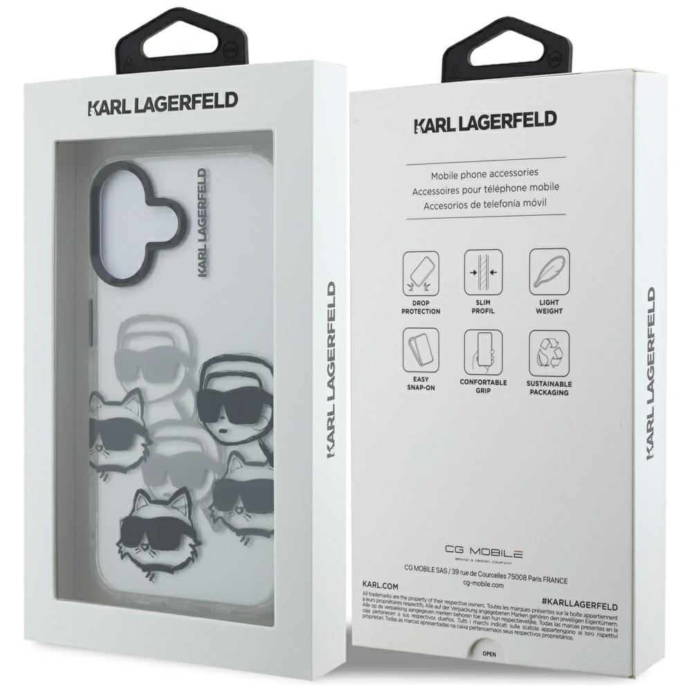 Futrola za Apple iPhone 16, Karl Lagerfeld, IML Luxury Multi Head Pattern, Transparentna