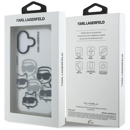 Futrola za Apple iPhone 16, Karl Lagerfeld, IML Luxury Multi Head Pattern, Transparentna