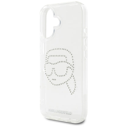 Futrola za Apple iPhone 16, Karl Lagerfeld, IML Rhinestones Karl's Head, Transparentna