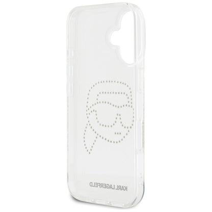 Futrola za Apple iPhone 16, Karl Lagerfeld, IML Rhinestones Karl's Head, Transparentna