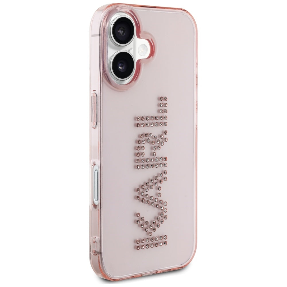 Futrola za Apple iPhone 16, Karl Lagerfeld, IML Rhinestones Pink Logo, Roze