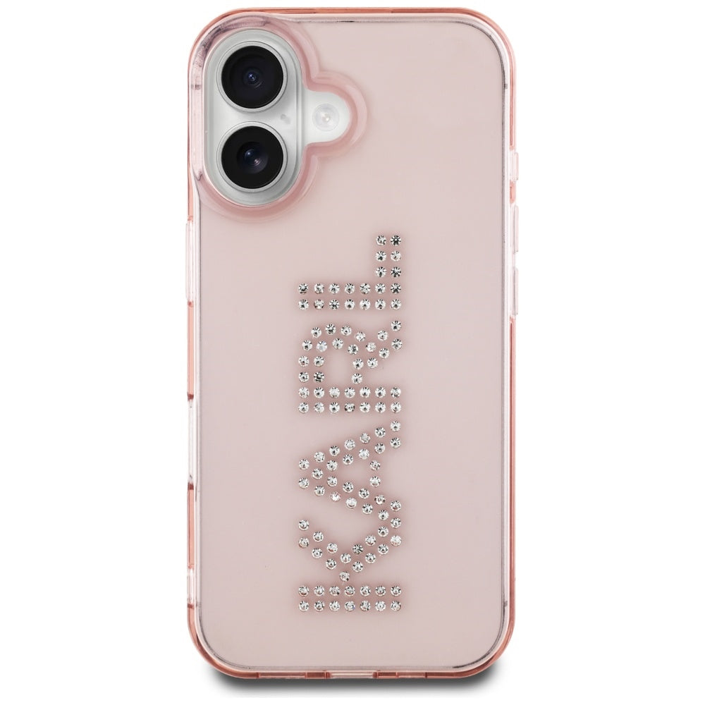 Futrola za Apple iPhone 16, Karl Lagerfeld, IML Rhinestones Pink Logo, Roze
