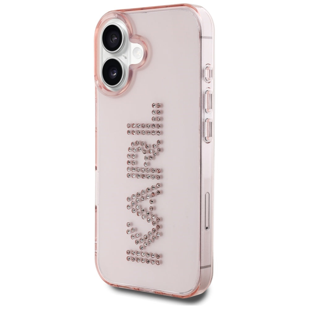 Futrola za Apple iPhone 16, Karl Lagerfeld, IML Rhinestones Pink Logo, Roze