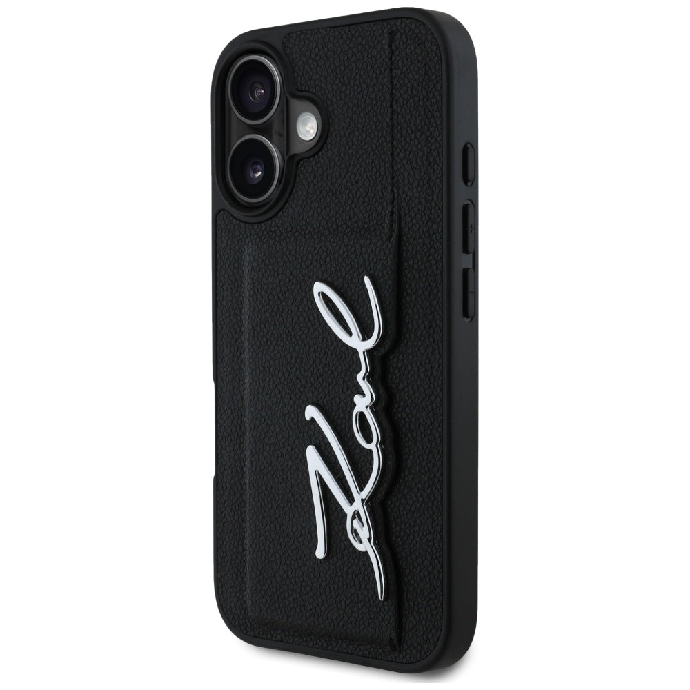 Futrola za Apple iPhone 16, Karl Lagerfeld, Metal Signature, Crna