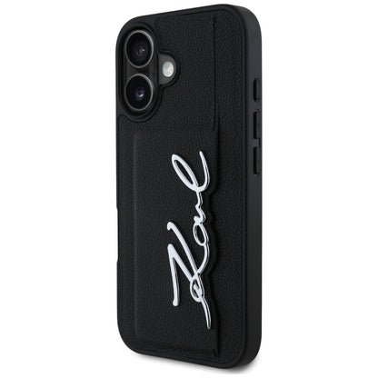 Futrola za Apple iPhone 16, Karl Lagerfeld, Metal Signature, Crna