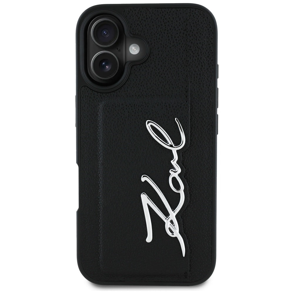 Futrola za Apple iPhone 16, Karl Lagerfeld, Metal Signature, Crna