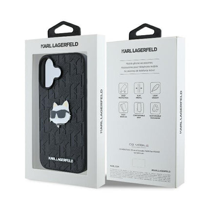 Futrola za Apple iPhone 16, Karl Lagerfeld, Monogram Choupette's Head, Crna