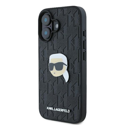 Futrola za Apple iPhone 16, Karl Lagerfeld, Monogram Karl's Head, Crna