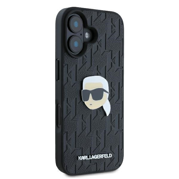 Futrola za Apple iPhone 16, Karl Lagerfeld, Monogram Karl's Head, Crna