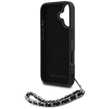 Futrola za Apple iPhone 16, Karl Lagerfeld, Saffiano Crystals & Charm, Crna