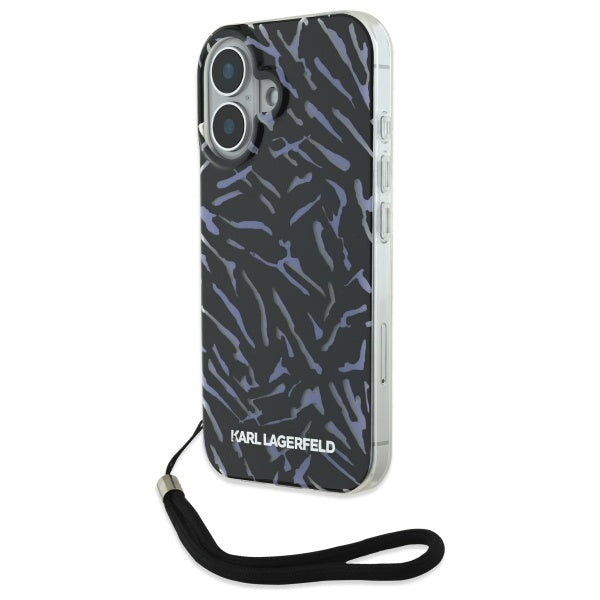 Futrola za Apple iPhone 16, Karl Lagerfeld, Zebra with Cord Strap, Ljubičasta