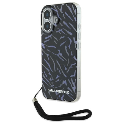 Futrola za Apple iPhone 16, Karl Lagerfeld, Zebra with Cord Strap, Ljubičasta