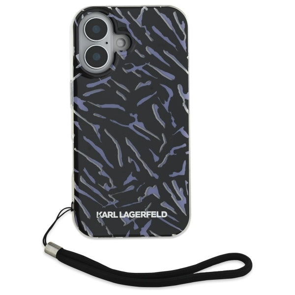 Futrola za Apple iPhone 16, Karl Lagerfeld, Zebra with Cord Strap, Ljubičasta