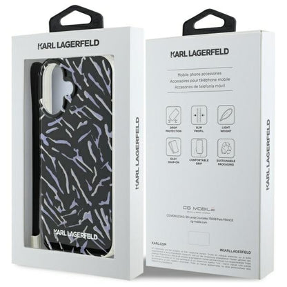 Futrola za Apple iPhone 16, Karl Lagerfeld, Zebra with Cord Strap, Ljubičasta