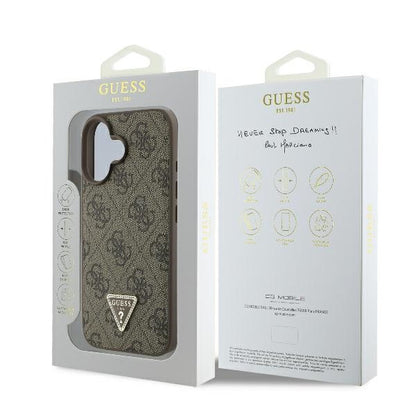 Futrola za Apple iPhone 16 Plus, Guess, 4G Triangle Strass, Braon