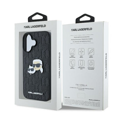 Futrola za Apple iPhone 16 Plus, Karl Lagerfeld, Monogram Karl & Choupette's Heads, Crna