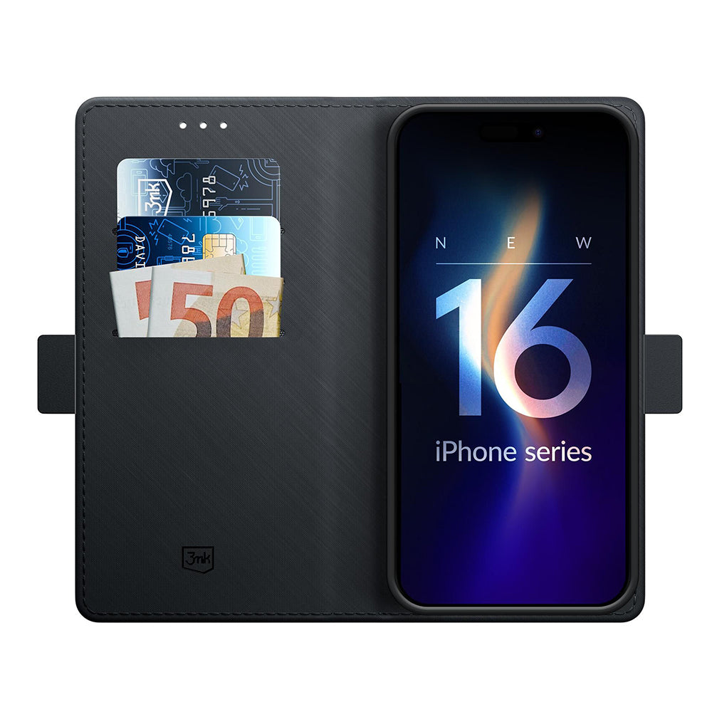 Futrola za Apple iPhone 16 Pro, 3MK, Wallet, Crna